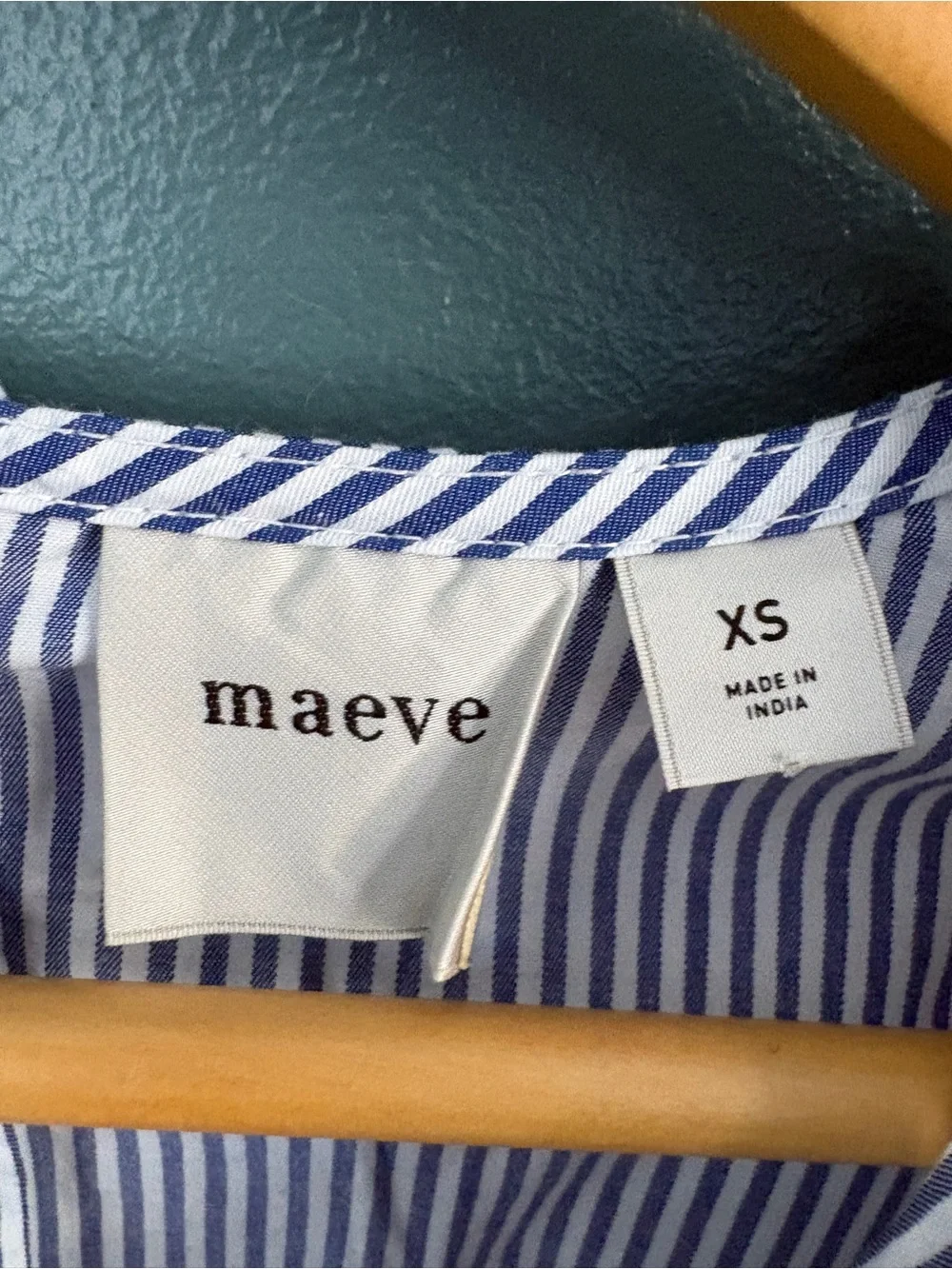 Maeve Women’s 100% Cotton Tie-Front Blouse Blue Stripe Size XS